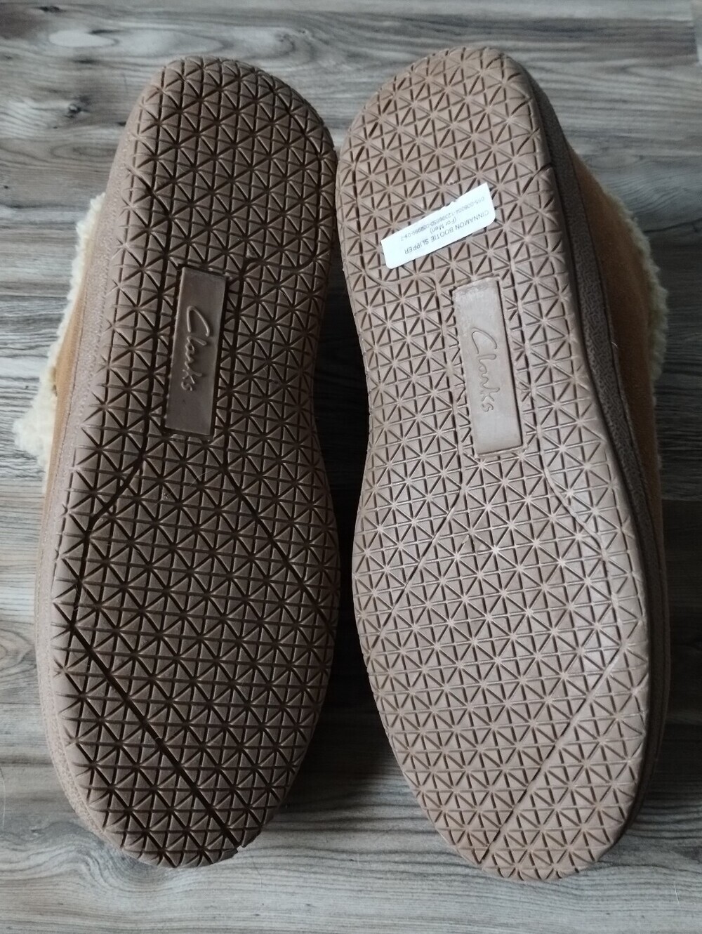 Clarks Mens Tan Suede Leather Sherpa Lined Ankle Bootie Slipper Size 11 - Picture 4 of 5